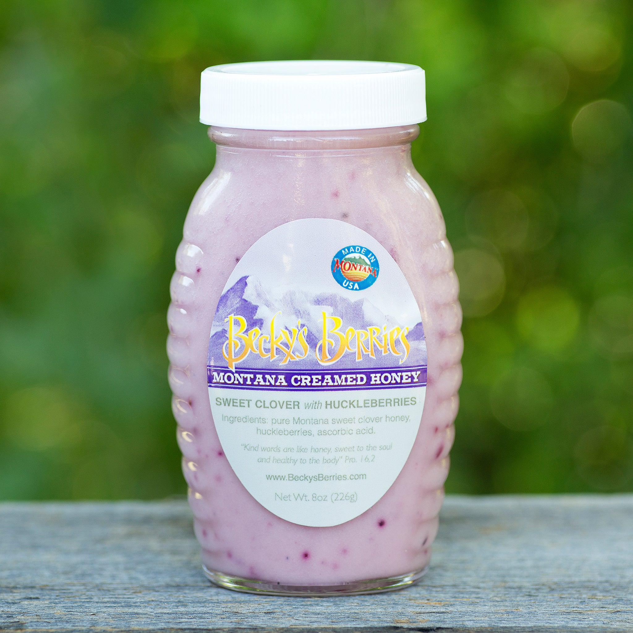 Montana Creamed Sweet Clover Honey with Huckleberry Becky's Berries